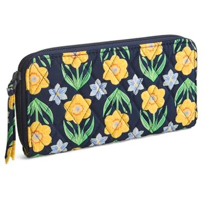 Vera Bradley Premium katoenen continentale portemonnee voor dames, narcissen, Narcissen Vera Bradley Premium katoenen continentale portemonnee voor dames, narcissen, Narcissen