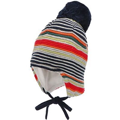 Sterntaler GOTS pomponmuts voor jongens, strepen, muts, marine, 47 Sterntaler GOTS pomponmuts voor jongens, strepen, muts, marine, 47