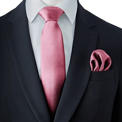 Rael-Brook Satijnen stropdas vierkante set voor heren, Dusty Roze, One Size Rael-Brook Satijnen stropdas vierkante set voor heren, Dusty Roze, One Size