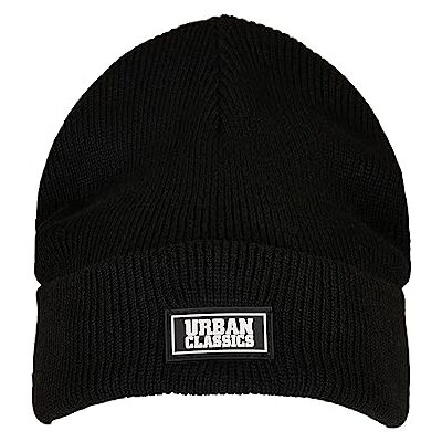 Urban Classics Uniseks effen stiksel gerecycled garen beanie-muts, zwart, één maat Urban Classics Uniseks effen stiksel gerecycled garen beanie-muts, zwart, één maat
