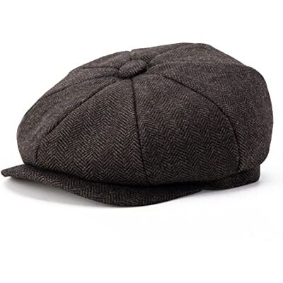 BOTVELA Heren 8 panelen wolmix Newsboy Flat Cap visgraat tweed hoed, Koffie, S BOTVELA Heren 8 panelen wolmix Newsboy Flat Cap visgraat tweed hoed, Koffie, S