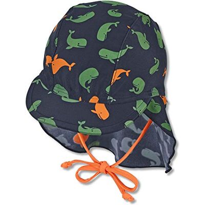 Sterntaler Baby jongens pet met nekbescherming en kinbandjes, UV-bescherming 50+, kleur: marine, marineblauw, 45 Sterntaler Baby jongens pet met nekbescherming en kinbandjes, UV-bescherming 50+, kleur: marine, marineblauw, 45