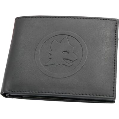 AS Roma IMMA Lupetto Basic Leather Wallet, portemonnee voor volwassenen, uniseks, Zwart AS Roma IMMA Lupetto Basic Leather Wallet, portemonnee voor volwassenen, uniseks, Zwart
