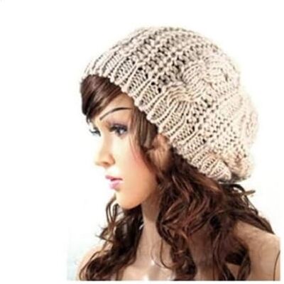 HK Online Dames Winter GEBREIDE Beanie Hoed BEIGE HK Online Dames Winter GEBREIDE Beanie Hoed BEIGE