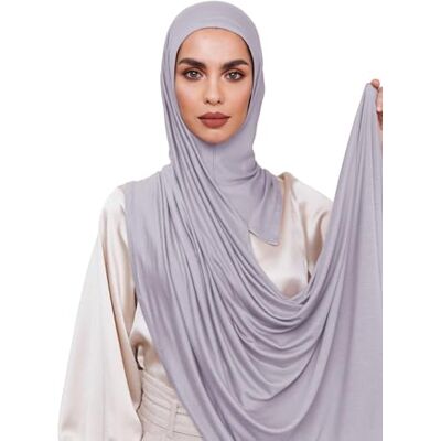 Voile Chic Instant hijab sjaal voor dames premium jersey hoofddoek wrap, Grijs, Pack of 1 Voile Chic Instant hijab sjaal voor dames premium jersey hoofddoek wrap, Grijs, Pack of 1