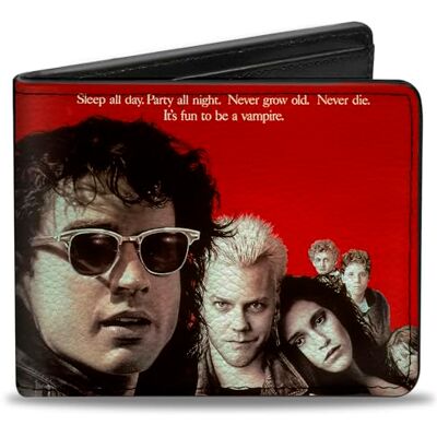 Buckle-Down Bifold Portemonnee voor Heren, The Lost Boys, 4" x 3,5", Vegan Leather, Tweevoudig, Unisex, 10,2 cm x 8,9 cm Buckle-Down Bifold Portemonnee voor Heren, The Lost Boys, 4" x 3,5", Vegan Leather, Tweevoudig, Unisex, 10,2 cm x 8,9 cm