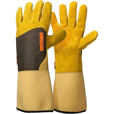 Rostaing RONCIER Handschoenen Paar Tuinhandschoenen Leren Bescherming Tuinhandschoenen voor Doornen en Bramen en Werkhandschoenen, Beige Rostaing RONCIER Handschoenen Paar Tuinhandschoenen Leren Bescherming Tuinhandschoenen voor Doornen en Bramen en Werkhandschoenen, Beige