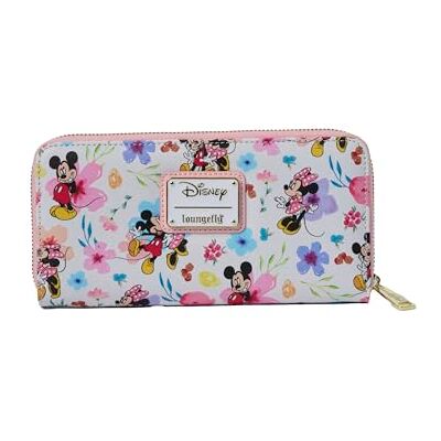 Loungefly Disney Mickey Minnie Mouse Portemonnee Zip Clutch AOP Bloemen, Veelkleurig, Clutch Portemonnee Loungefly Disney Mickey Minnie Mouse Portemonnee Zip Clutch AOP Bloemen, Veelkleurig, Clutch Portemonnee