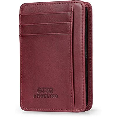 Otto Angelino Dunne Echt Lederen Kaarthouder Portemonnee voor Mannen Slots voor Credit, Debet-, Bank en Visitekaartjes, RFID-Blocking (Damson) Otto Angelino Dunne Echt Lederen Kaarthouder Portemonnee voor Mannen Slots voor Credit, Debet-, Bank en Visitekaartjes, RFID-Blocking (Damson)
