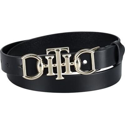 Tommy Hilfiger Dames Casual Th Horsebit Plaque Gesp Riem, Zwart, M Tommy Hilfiger Dames Casual Th Horsebit Plaque Gesp Riem, Zwart, M