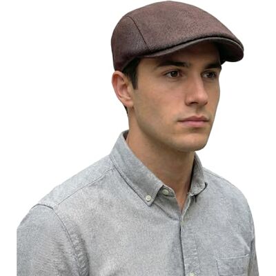 Lafefe Platte petten voor heren, baret Ierse voorwaartse pet, casual trend linnen eendenbek hoed.., Bruin, Eén Maat Lafefe Platte petten voor heren, baret Ierse voorwaartse pet, casual trend linnen eendenbek hoed.., Bruin, Eén Maat