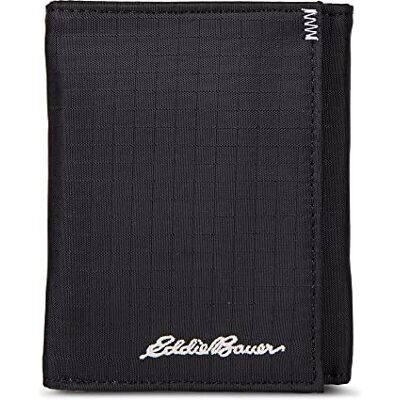 Eddie Bauer Heren Signature Trifold Portemonnee (Beschikbaar Katoen Canvas, Ripstop Nylon-Zwart, One Size Eddie Bauer Heren Signature Trifold Portemonnee (Beschikbaar Katoen Canvas, Ripstop Nylon-Zwart, One Size