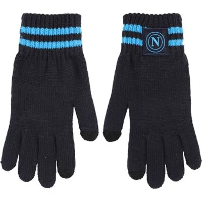 Enzo Castellano SSC NAPOLI Gestreepte handschoen met stoffen patch, touchscreen, 95% PC 5% EA 123487, Blauw, One size Enzo Castellano SSC NAPOLI Gestreepte handschoen met stoffen patch, touchscreen, 95% PC 5% EA 123487, Blauw, One size