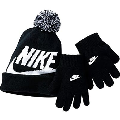 NIKE Swoosh Pom Beanie Glv voor kinderen Black 8/20 Jaar NIKE Swoosh Pom Beanie Glv voor kinderen Black 8/20 Jaar