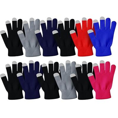 Winterlace Winter magische handschoenen, 12 paar rekbare warme gebreide bulk pack heren dames, 12 paar touchscreen geassorteerd, Eén Maat Winterlace Winter magische handschoenen, 12 paar rekbare warme gebreide bulk pack heren dames, 12 paar touchscreen geassorteerd, Eén Maat