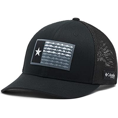 Columbia Unisex Volwassen PFG Logo Mesh Ball Cap, Zwart/Zwart/Texas Vis, S-M Columbia Unisex Volwassen PFG Logo Mesh Ball Cap, Zwart/Zwart/Texas Vis, S-M