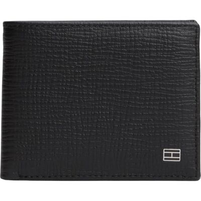 Tommy Hilfiger Mini lederen portemonnee met vlag voor heren, Zwart (zwart), One Size Tommy Hilfiger Mini lederen portemonnee met vlag voor heren, Zwart (zwart), One Size