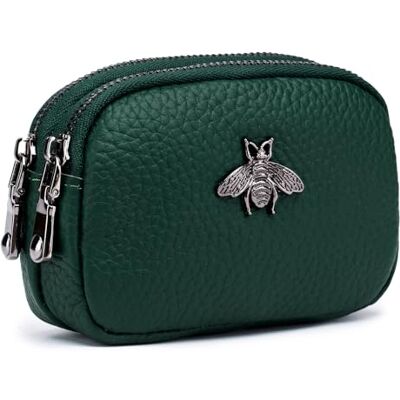 imeetu Dames lederen portemonnee, kleine 2 portemonnee met ritssluiting, A-groen, Small, Bee Stijl imeetu Dames lederen portemonnee, kleine 2 portemonnee met ritssluiting, A-groen, Small, Bee Stijl