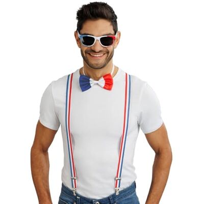 Chaks Fanaccessoireset, bretels, vlinderdas en bril, kostuumset voor fanoutfits bij WM, EM of Public Viewing Chaks Fanaccessoireset, bretels, vlinderdas en bril, kostuumset voor fanoutfits bij WM, EM of Public Viewing