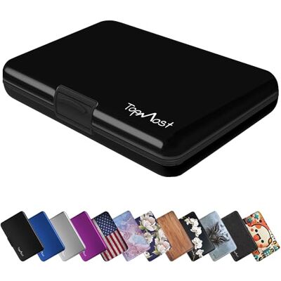TopMost RFID-Blocking Aluminium Unisex Portemonnee Creditcardhouder Plaats voor 12 Kaarten en Rekeningen Zwart, 11 x 7,5 x 2 cm Kaart en Rekeningen Houder TopMost RFID-Blocking Aluminium Unisex Portemonnee Creditcardhouder Plaats voor 12 Kaarten en Rekeningen Zwart, 11 x 7,5 x 2 cm Kaart en Rekeningen Houder