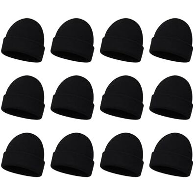 Winterlace 12 Pack Winter Beanie Hoeden voor Mannen Vrouwen, Warm Gezellige Gebreide Manchetten Skull Cap, Groothandel, 12 Pack Zwart, one size Winterlace 12 Pack Winter Beanie Hoeden voor Mannen Vrouwen, Warm Gezellige Gebreide Manchetten Skull Cap, Groothandel, 12 Pack Zwart, one size