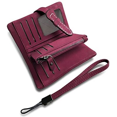 AOXONEL Vrouwen Kleine Bifold Lederen Portemonnee Rfid Blokkerende Dames Polsband met Kaarthouder ID venster Coin Purse, Small, Vintage AOXONEL Vrouwen Kleine Bifold Lederen Portemonnee Rfid Blokkerende Dames Polsband met Kaarthouder ID venster Coin Purse, Small, Vintage