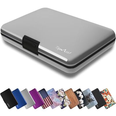 TopMost RFID-Blocking Aluminium Unisex Portemonnee Creditcardhouder Plaats voor 12 Kaarten en Rekeningen Zilver, 11 x 7,5 x 2 cm Kaart en Rekeningen Houder TopMost RFID-Blocking Aluminium Unisex Portemonnee Creditcardhouder Plaats voor 12 Kaarten en Rekeningen Zilver, 11 x 7,5 x 2 cm Kaart en Rekeningen Houder