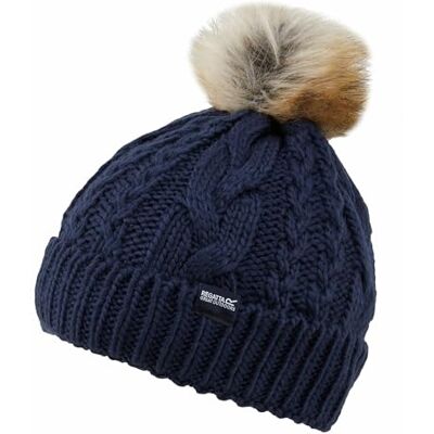 Regatta Lovella VI-hoed voor dames met pompon van imitatiebont, perfect voor wandelen en buiten, blauw Regatta Lovella VI-hoed voor dames met pompon van imitatiebont, perfect voor wandelen en buiten, blauw
