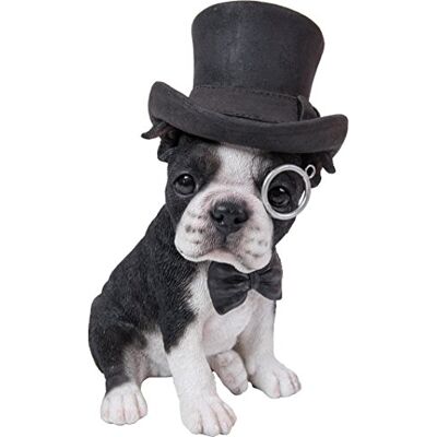 HI-LINE Boston Terrier met hoge hoed spektakel en vlinderdas HI-LINE Boston Terrier met hoge hoed spektakel en vlinderdas