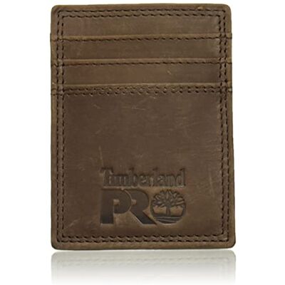 Timberland Pro Leren portemonnee met geldclip voor heren, donkerbruin, Eén maat Timberland Pro Leren portemonnee met geldclip voor heren, donkerbruin, Eén maat