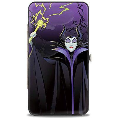 Buckle-Down Damesportemonnee, zwart met voilet, 17,8 x 10,2 cm, scharnier portemonnee Doornroosje Maleficent Buckle-Down Damesportemonnee, zwart met voilet, 17,8 x 10,2 cm, scharnier portemonnee Doornroosje Maleficent