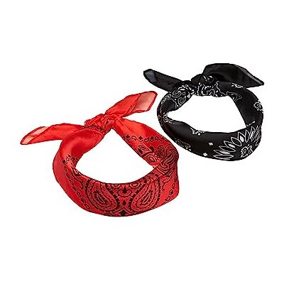 Urban Classics Uniseks satijnen bandana, set van 2, zwart/rood, One size Urban Classics Uniseks satijnen bandana, set van 2, zwart/rood, One size
