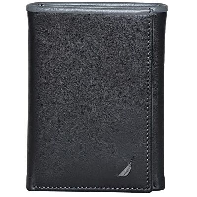 Nautica Heren J-Klasse Trifold Portemonnee, Pop Color-Zwart/Grijs, Taglia unica Nautica Heren J-Klasse Trifold Portemonnee, Pop Color-Zwart/Grijs, Taglia unica
