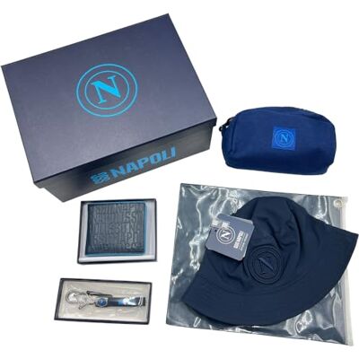 Enzo Castellano SSC NAPOLI Set van 4 producten in doos, hoed, portemonnee, sleutelhanger en tas, officieel product Enzo Castellano SSC NAPOLI Set van 4 producten in doos, hoed, portemonnee, sleutelhanger en tas, officieel product