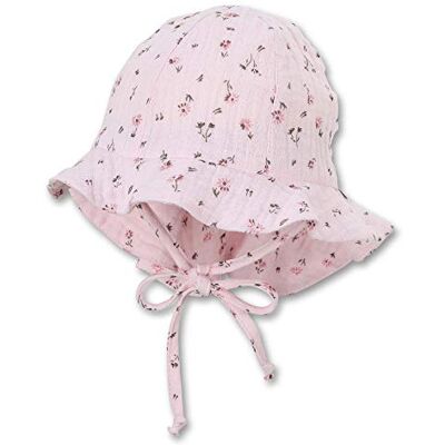Sterntaler Flapper voor meisjes met strikje, nekbescherming en mousseline-stof met kleine bloemen, roze, 47 Sterntaler Flapper voor meisjes met strikje, nekbescherming en mousseline-stof met kleine bloemen, roze, 47