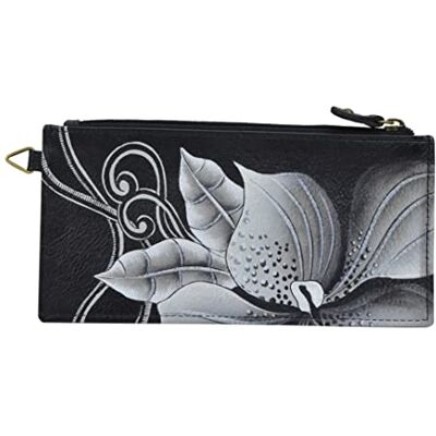 Anna by Anuschka Dames handgeschilderde lederen organizer portemonnee middernacht bloemen zwart, middernacht bloemen zwart Anna by Anuschka Dames handgeschilderde lederen organizer portemonnee middernacht bloemen zwart, middernacht bloemen zwart