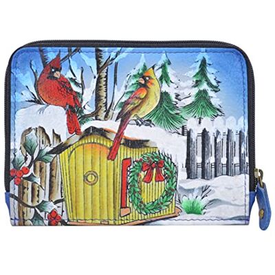 Anna by Anuschka Handgeschilderde lederen organizer portemonnee voor dames, sneeuwdag, eenheidsmaat Anna by Anuschka Handgeschilderde lederen organizer portemonnee voor dames, sneeuwdag, eenheidsmaat