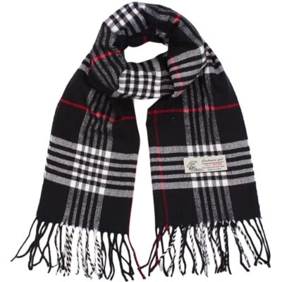 Promise Geruite kasjmier voelt klassieke zachte luxe wintersjaal voor mannen vrouwen, Zwart, one size Promise Geruite kasjmier voelt klassieke zachte luxe wintersjaal voor mannen vrouwen, Zwart, one size