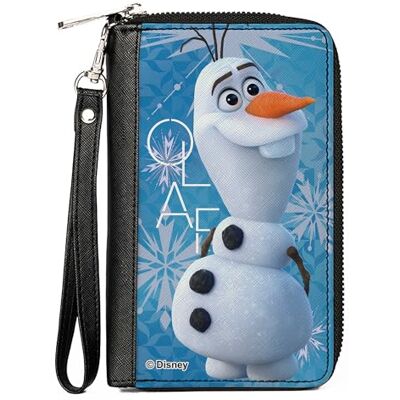 Buckle-Down Disney portemonnee, ritssluiting rond, bevroren Olaf glimlachende pose en tekst sneeuwvlokken blauw/wit, veganistisch leer, blauw met witte accenten, 19 x 11,4 cm, casual Buckle-Down Disney portemonnee, ritssluiting rond, bevroren Olaf glimlachende pose en tekst sneeuwvlokken blauw/wit, veganistisch leer, blauw met witte accenten, 19 x 11,4 cm, casual