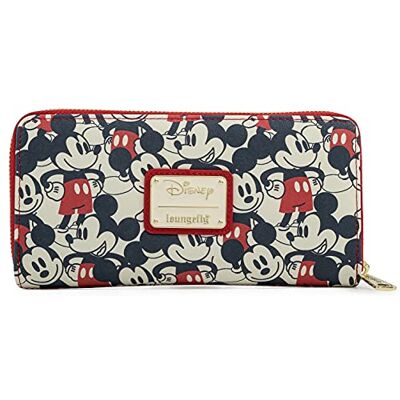 Loungefly Disney Mickey & Minnie Mouse Portemonnee Rits Rond Clutch Kunstleer, Veelkleurig, Portemonnee met Rits Loungefly Disney Mickey & Minnie Mouse Portemonnee Rits Rond Clutch Kunstleer, Veelkleurig, Portemonnee met Rits