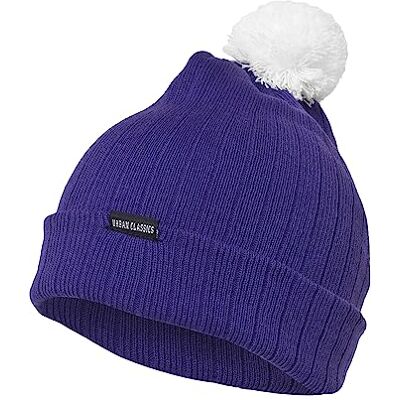 Urban Classics Unisex oorbeschermers wintermuts Contrast Bobble Beanie, paars/wit, Eén maat Urban Classics Unisex oorbeschermers wintermuts Contrast Bobble Beanie, paars/wit, Eén maat