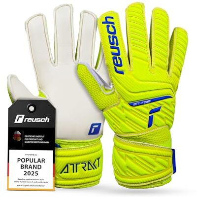 Reusch Kinder Doelhandschoenen Attrakt Solid Junior - unisex - safety geel / diep blauw / wit - 7 Reusch Kinder Doelhandschoenen Attrakt Solid Junior - unisex - safety geel / diep blauw / wit - 7