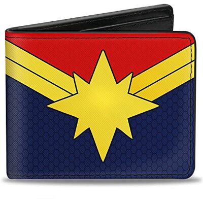 Buckle-Down gesp naar beneden uniseks universum portemonnee kapitein Marvel ster logo rood/goud/b tweevoudig Buckle-Down gesp naar beneden uniseks universum portemonnee kapitein Marvel ster logo rood/goud/b tweevoudig