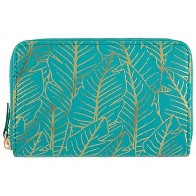 DRAEGER Paris damesportemonnee, bladgoud, turquoise, polyurethaan, paletuur DRAEGER Paris damesportemonnee, bladgoud, turquoise, polyurethaan, paletuur