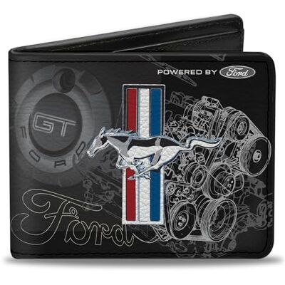 Buckle-Down Gesp naar beneden Unisex's Portemonnee Mustang Tri-bar Stripe/gt Motor Blauwdruk Bi-Fold Buckle-Down Gesp naar beneden Unisex's Portemonnee Mustang Tri-bar Stripe/gt Motor Blauwdruk Bi-Fold