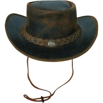 URBAN 5884 Cowboyhoed van echt leer, westernhoed voor heren en dames van echt rundleer, vormbare hoed en verstelbare riem, Lichtbruin, XL URBAN 5884 Cowboyhoed van echt leer, westernhoed voor heren en dames van echt rundleer, vormbare hoed en verstelbare riem, Lichtbruin, XL