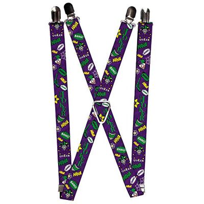 Buckle-Down Buckle Down Unisex's Bretels The Joker Elements Collage Paars/groen/geel, Meerkleurig, One Size Buckle-Down Buckle Down Unisex's Bretels The Joker Elements Collage Paars/groen/geel, Meerkleurig, One Size