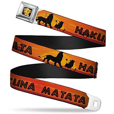 Buckle-Down Veiligheidsgordel Lion King HAKUNA MATATA Zonsondergang Oranje/Zwart 1" Breed 20-36 Inch Lengte Buckle-Down Veiligheidsgordel Lion King HAKUNA MATATA Zonsondergang Oranje/Zwart 1" Breed 20-36 Inch Lengte
