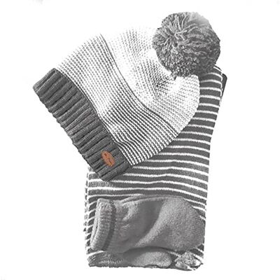 MacBeen Unisex kinderhandschoenen, muts en sjaal voor baby's van 9 tot 18 maanden, kleur grijs, winteraccessoireset, S MacBeen Unisex kinderhandschoenen, muts en sjaal voor baby's van 9 tot 18 maanden, kleur grijs, winteraccessoireset, S