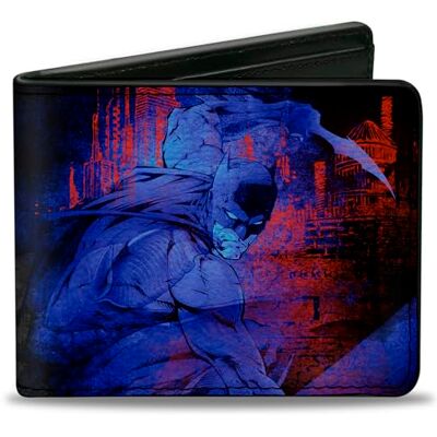 Buckle-Down Gesp naar beneden Unisex's portemonnee Batman actie + Joker Flipping kaarten Poses zwart/blauw Bi-Fold Buckle-Down Gesp naar beneden Unisex's portemonnee Batman actie + Joker Flipping kaarten Poses zwart/blauw Bi-Fold